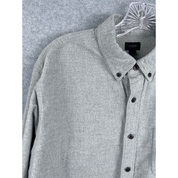 J Crew Shirt Men's L Gray Long Sleeve Button Down Elbow Pads Canvas Casual - Picture 2 of 10